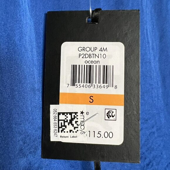 NWT DKNY Silky Satin Maxi Dress SMALL blue Sleeveless V-Neck soft - Picture 11 of 14